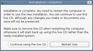 installation complete reboot dialog